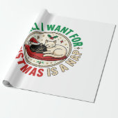 Kerstkat Slaap Vakantie Ontwerp Cadeaupapier (Uitgerold)