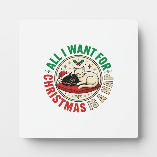 Kerstkat Slaap Vakantie Ontwerp Fotoplaat (Voorkant)
