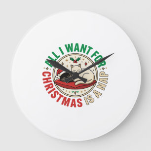Kerstkat Slaap Vakantie Ontwerp Grote Klok