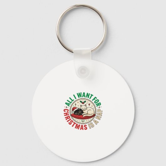 Kerstkat Slaap Vakantie Ontwerp Sleutelhanger (Voorkant)