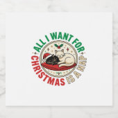 Kerstkat Slaap Vakantie Ontwerp Sparkling Wijnetiket (Enkel label)