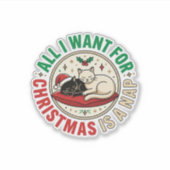 Kerstkat Slaap Vakantie Ontwerp Sticker (Voorkant)