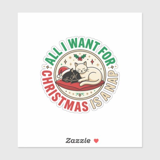 Kerstkat Slaap Vakantie Ontwerp Sticker (Vel)