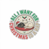 Kerstkat Slaap Vakantie Ontwerp Sticker (Voorkant)