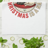 Kerstkat Slaap Vakantie Ontwerp Theedoek (Gevouwen)