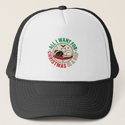 Kerstkat Slaap Vakantie Ontwerp Trucker Pet (Voorkant)