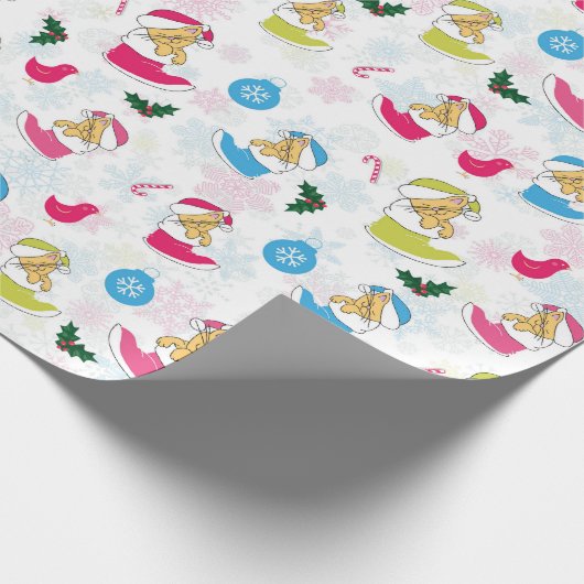 Kerstkat slaapt cadeaupapier (Hoek)