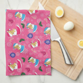 Kerstkat slaapt, sneeuwvlokken theedoek (Quarter Fold)