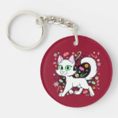 Kerstkat sleutelhanger (Rood) (Voorkant)
