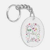 Kerstkat sleutelhanger (Wit) (Voorkant Links)