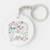Kerstkat sleutelhanger (Wit) (Achterkant)