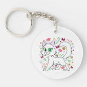 Kerstkat sleutelhanger (Wit) (Voorkant)