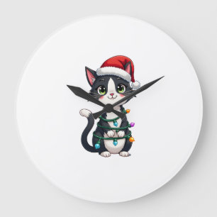 Kerstkat smoking zwarte kat xmas lichten poes c grote klok