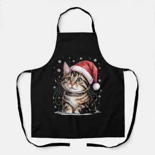 Kerstkat Sneeuw Kerstman Hoed Winter Schort