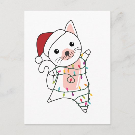 Kerstkat Sneeuw Winter Dieren Katten Feestdagenkaart (Voorkant)