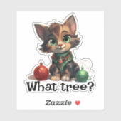 Kerstkat spelen met Ornamenten -"Welke boom?" Sticker (Vel)