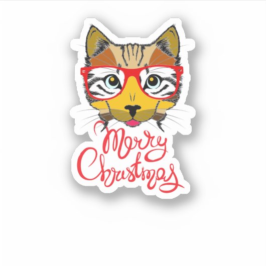 kerstkat sticker (Voorkant)