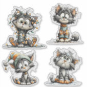 Kerstkat  sticker (Voorkant)