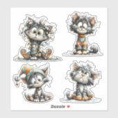 Kerstkat  sticker (Vel)