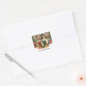 Kerstkat sticker, kattenbloemist sticker, vierkante sticker (Envelop)