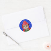 kerstkat-stickers ronde sticker (Envelop)