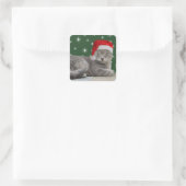 kerstkat-stickers vierkante sticker (Tas)
