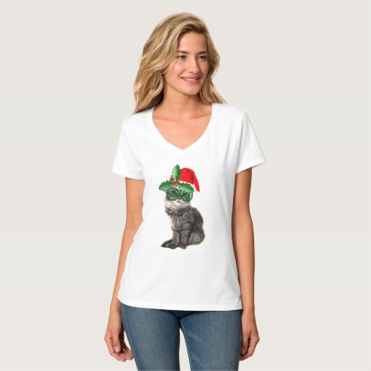 kerstkat t-shirt (Voorkant volledig)
