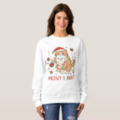 Kerstkat T-shirt met kerstmuts en lichtjes (Voorkant volledig)