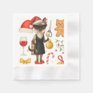 Kerstkat-thema voor Siamese kattenliefhebbers Servet