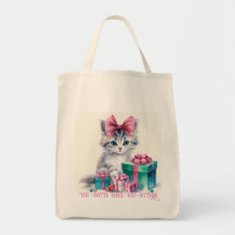 kerstkat tote bag