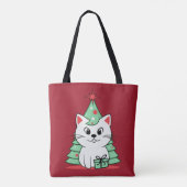 kerstkat tote bag (Achterkant)