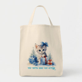 kerstkat tote bag