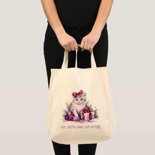 kerstkat tote bag (Voorkant (product))