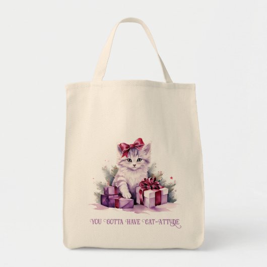 kerstkat tote bag (Voorkant)
