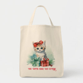 kerstkat tote bag