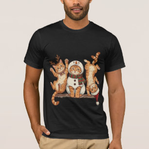Kerstkat Trio Winter Winterse Feestdagen Poezen T-shirt