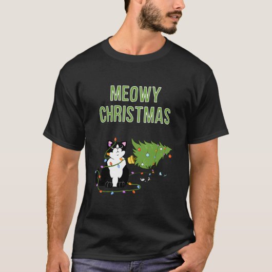 Kerstkat Tuxedo Cat xmas: grappig kat T-shirt (Voorkant)