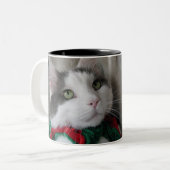 kerstkat tweekleurige koffiemok (Voorkant links)