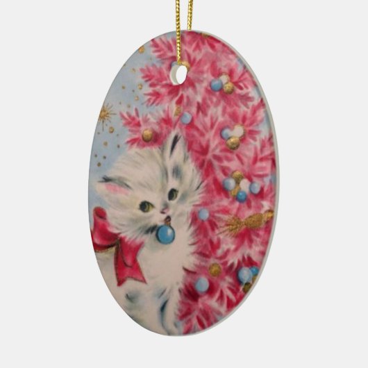 kerstkat uit 1940 keramisch ornament (Links)