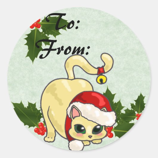 Kerstkat van en naar Stickers (Voorkant)