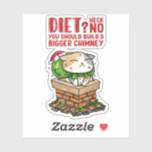 Kerstkat vast in schoorsteen sticker (Vel)