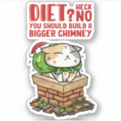 Kerstkat vast in schoorsteen sticker (Voorkant)