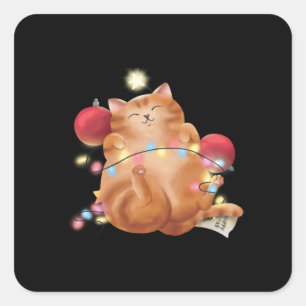 kerstkat vierkante sticker