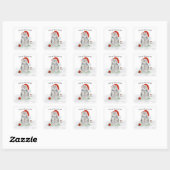 Kerstkat Vierkante Sticker (Vel)