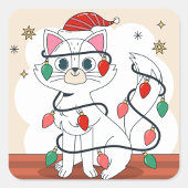 kerstkat vierkante sticker