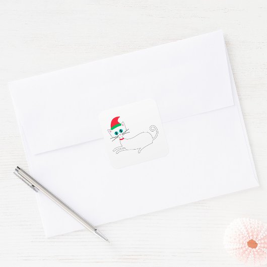 kerstkat vierkante sticker