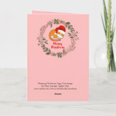 kerstkat Waterverf met rode kleppen Kaart (Achterkant)