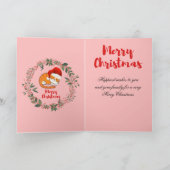 kerstkat Waterverf met rode kleppen Kaart (Binnen)