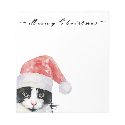kerstkat wenst Meowy Kerstmis Notitieblok (Voorkant)