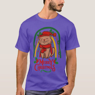 Kerstkat wenst vrolijke kerst t-shirt